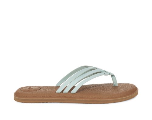 Sanuk Womens Yoga Salty Brown / Light Blue Flip Flops | AFVHRL695